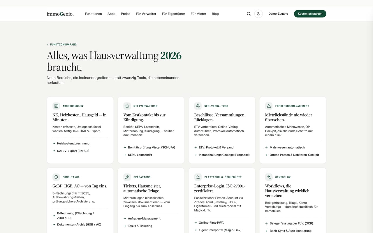 Screenshot von immoGenio