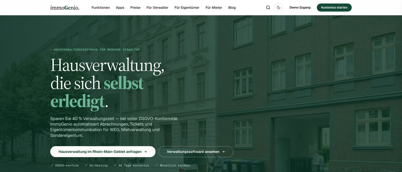 Screenshot von immoGenio