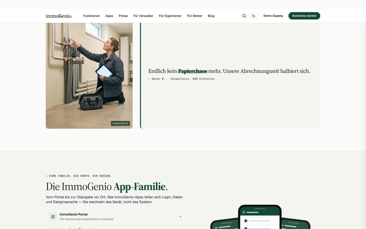 Screenshot von immoGenio