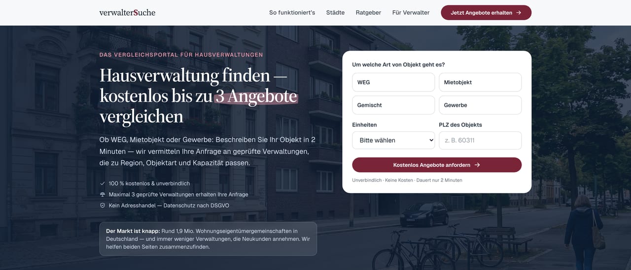 Screenshot von Verwalter-Suche