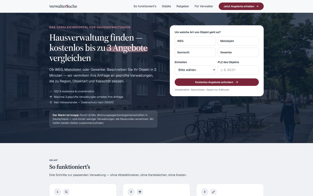 Screenshot von Verwalter-Suche