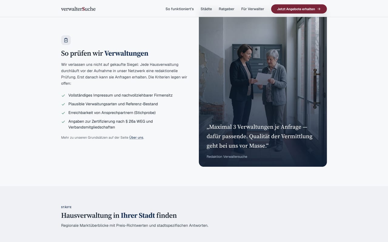 Screenshot von Verwalter-Suche